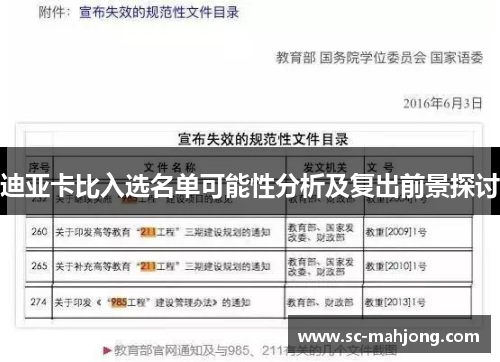 迪亚卡比入选名单可能性分析及复出前景探讨