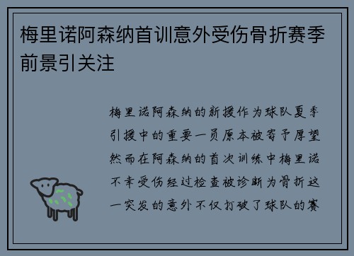 梅里诺阿森纳首训意外受伤骨折赛季前景引关注 梅里诺阿森纳首训意外受伤骨折赛季前景引关注